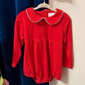 Red Collared Long Sleeve Romper